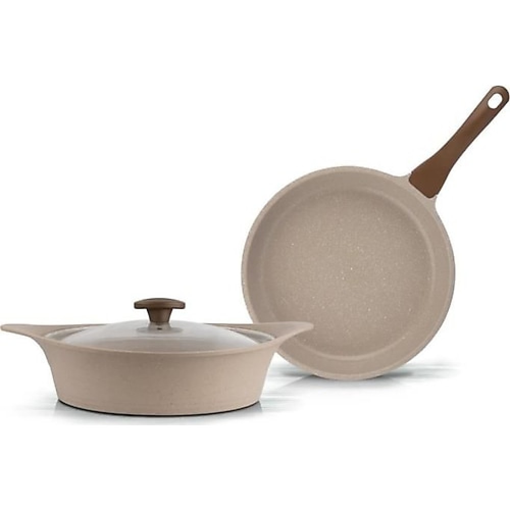 Thermoad Pyro 3 Parça 28 cm Granit Tencere Tava Seti Vizon