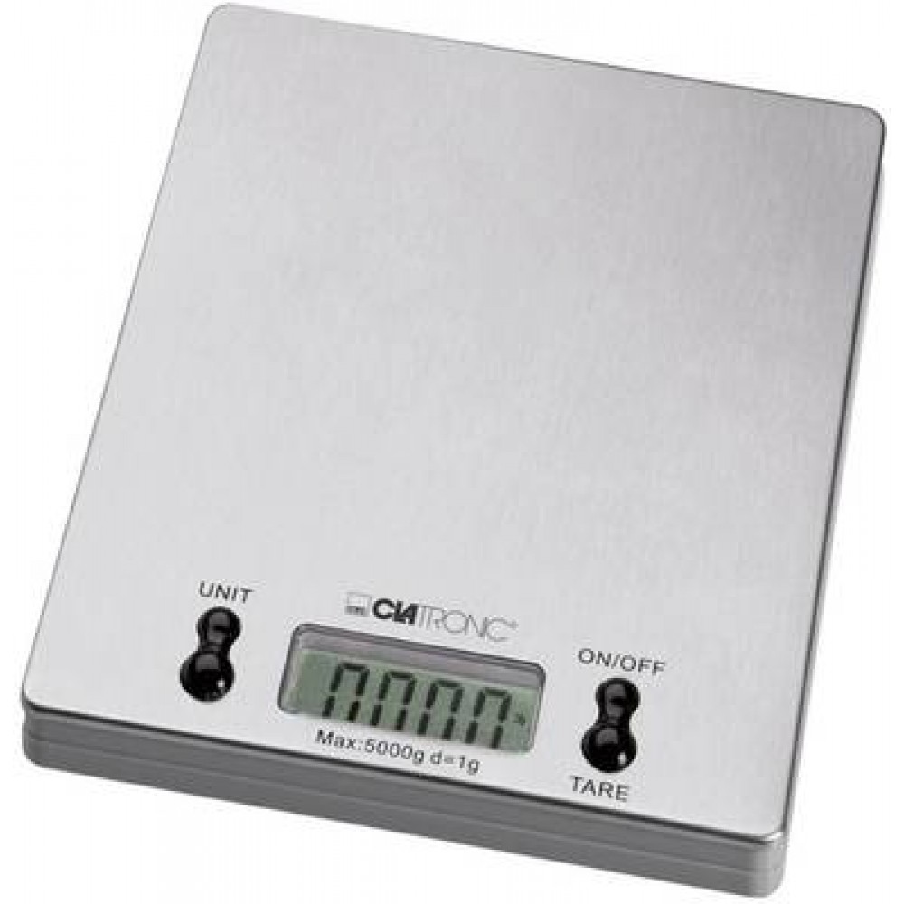 Clatronic KW 3367 Dijital mutfak terazisi Ağırlık aralığı=5 kg Paslanmaz çelik